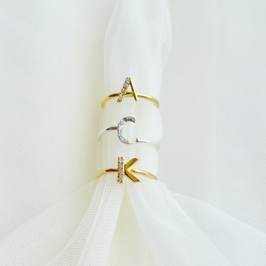 Studded Letter Ring