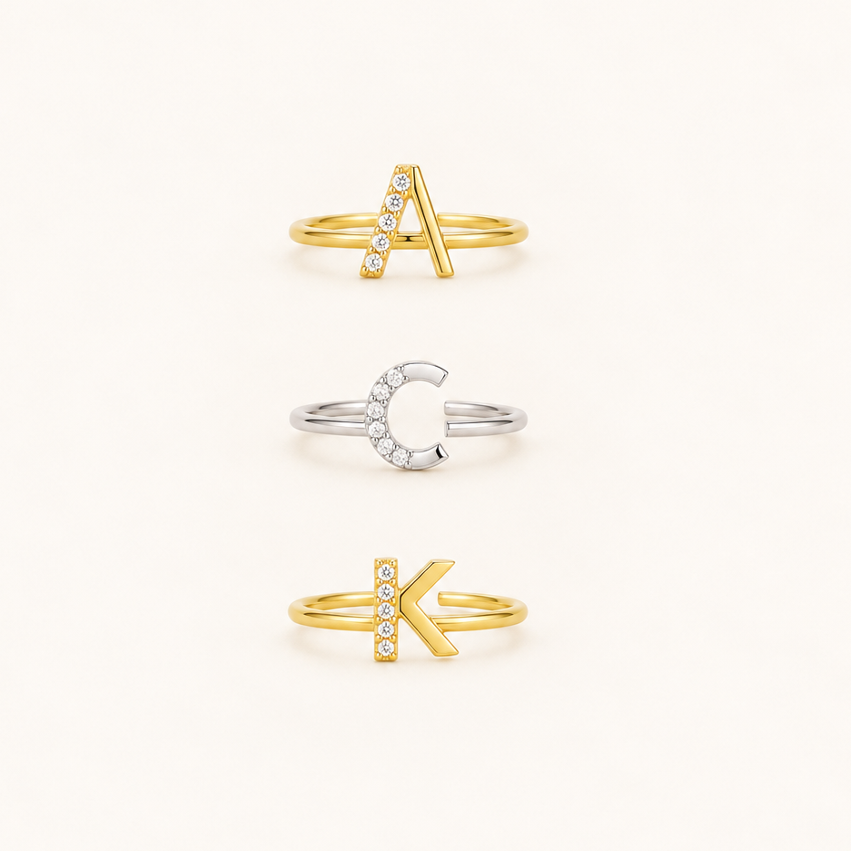Studded Letter Ring