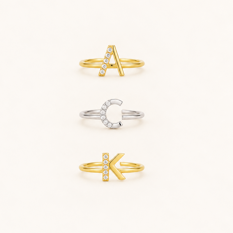 Studded Letter Ring