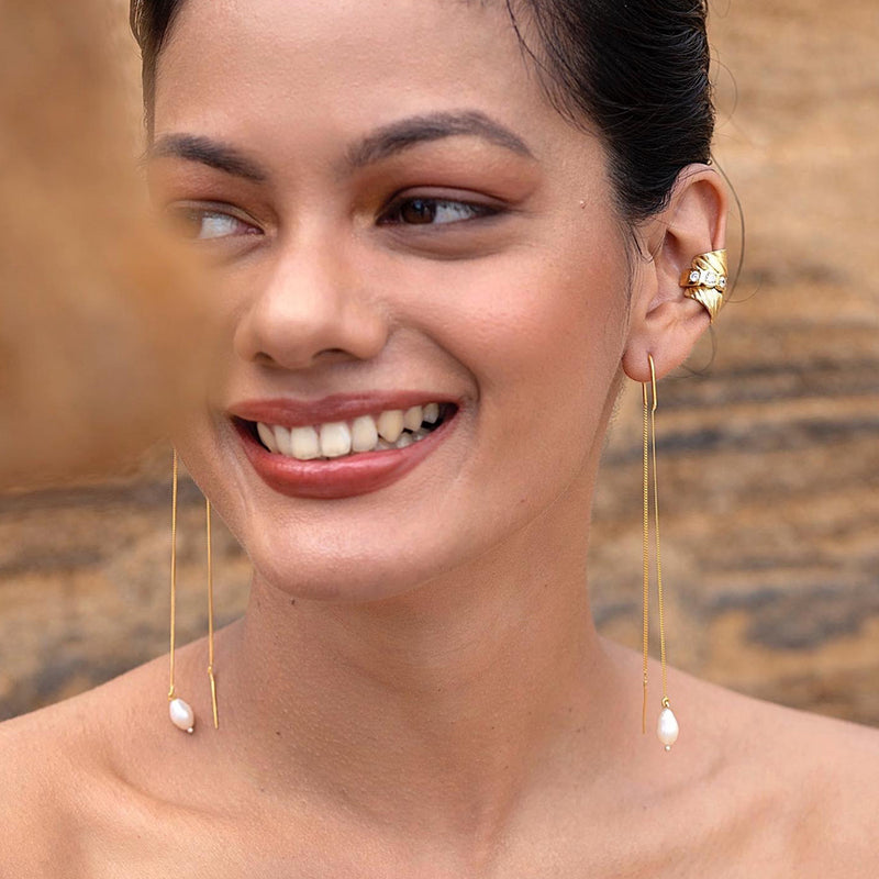 Pearl Chain Drop Earrings