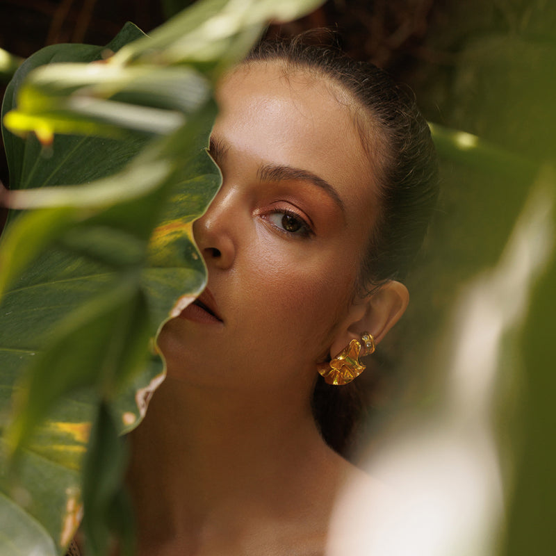 Crumpled Leaf Earrings — alternate view