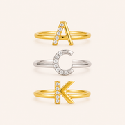 Studded Letter Ring