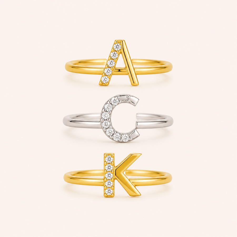 Studded Letter Ring